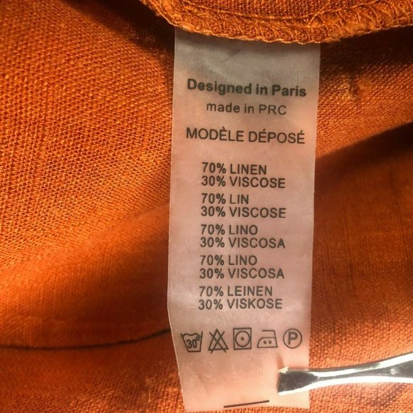 Eight Paris Women's Orange Linen Capri Pants Size M - Picture 6 of 6